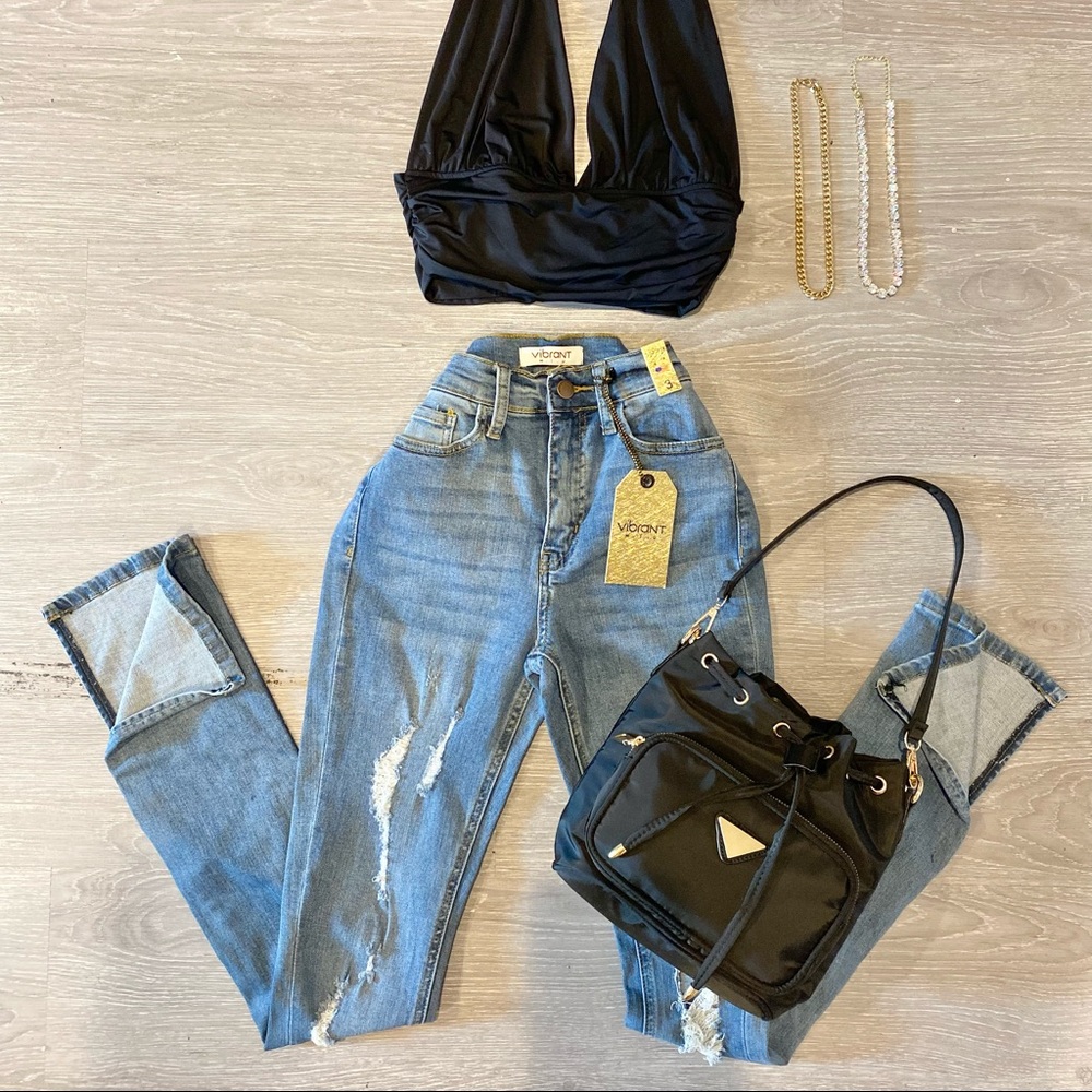 Blue denim jeans